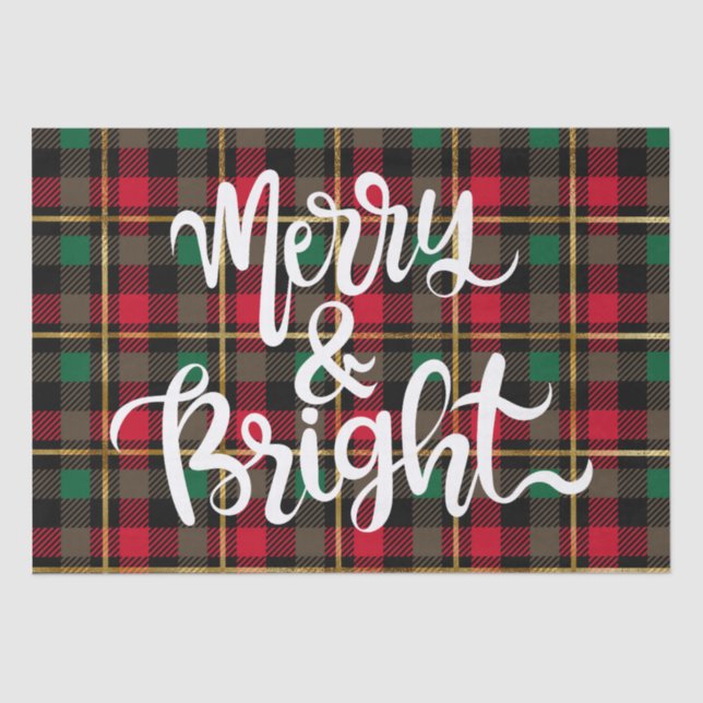 Papel De Seda Xadrez de Natal Vermelha, Verde, Preta e Dourada (Frente )