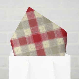Papel De Seda Xadrez de Natal Vermelho Creme Aconchegante Casa R