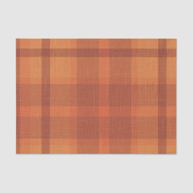 Papel De Seda Xadrez de outono Russo Laranja Tartan (Frente )