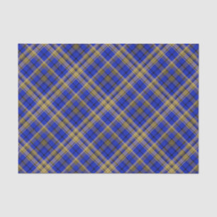 Papel De Seda Xadrez de tartã azul e amarela.