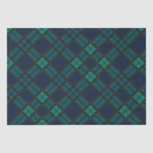 Papel De Seda Xadrez de Tartan preto azul clássico verde