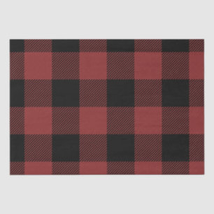 Papel De Seda Xadrez de Verificação de Buffalo Preto Vermelho