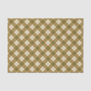 Papel De Seda Xadrez diagonal no ouro com listra verde
