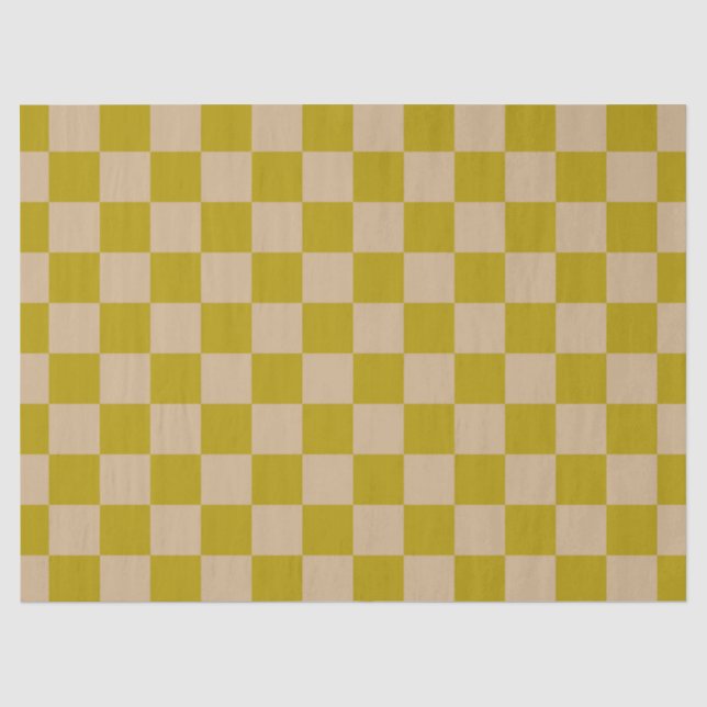 Papel De Seda Xadrez Dourado Antigo e Bege (Frente )