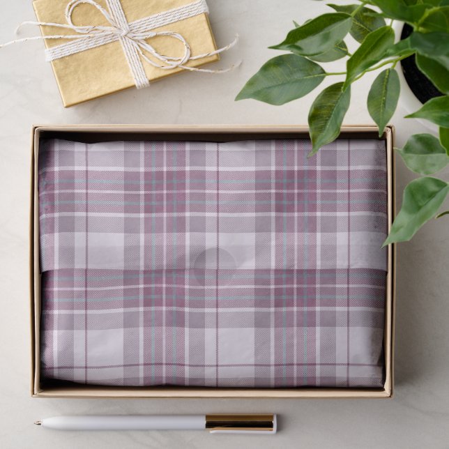 Papel De Seda Xadrez Escocês Roxo Herança (Presente)