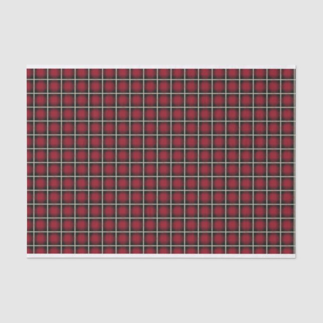 Papel De Seda Xadrez Escuro, Vermelho, Branco, Verde e Bronze (Frente )