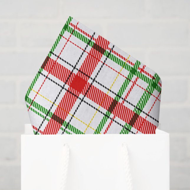 Papel De Seda Xadrez Flannel de Natal - Design Tartan - Branco (Criador carregado)