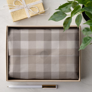 Papel De Seda Xadrez Gingham de Plaid em Tom de Terra Neutro