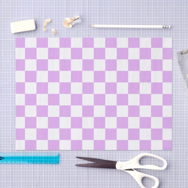 Papel De Seda Xadrez lavanda claro clássico (Arte )