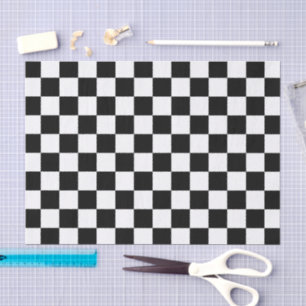 Papel De Seda Xadrez preto clássico