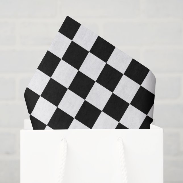 Papel De Seda Xadrez Preto e Branco (Sacola de presentes)