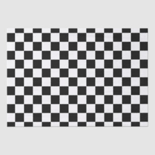 Papel De Seda Xadrez Preto e Branco Elegante
