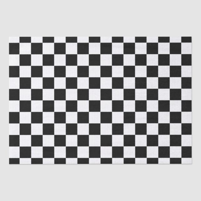 Papel De Seda Xadrez Preto e Branco Elegante (Frente )