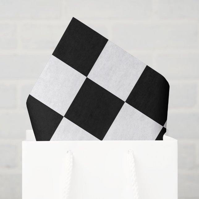 Papel De Seda Xadrez Preto e Branco Grande (Sacola de presentes)