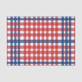 Papel De Seda Xadrez Red White e Blue Gingham