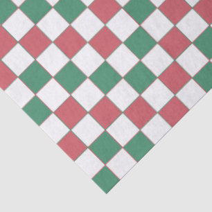 Papel De Seda Xadrez retroativa vermelha e verde quadrada
