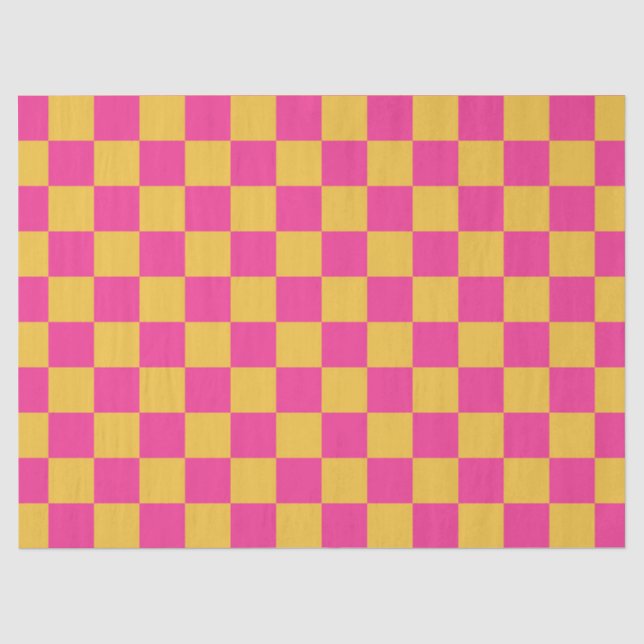 Papel De Seda Xadrez Rosa e Amarelo (Frente )