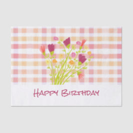 Papel De Seda Xadrez Rosa E Pêssego