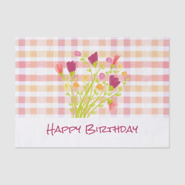 Papel De Seda Xadrez Rosa E Pêssego (Frente )