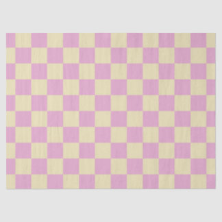 Papel De Seda Xadrez Rosa Pastel e Amarelo Claro