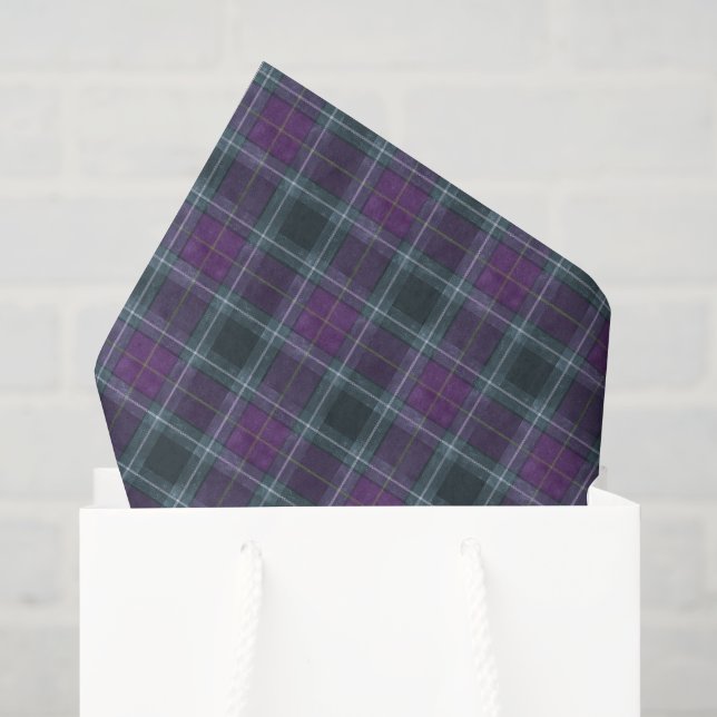 Papel De Seda Xadrez Roxo Azul Turquesa Elegante (Sacola de presentes)
