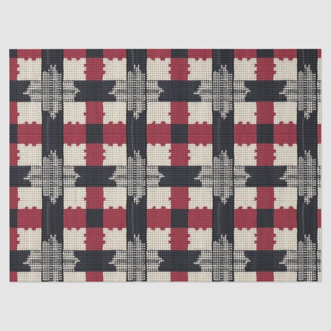 Papel De Seda Xadrez Rustic Knit Snowflake - Cozy Winter Boho (Frente )