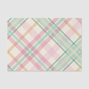Papel De Seda xadrez tartan de maré rosa-framboesa laranja