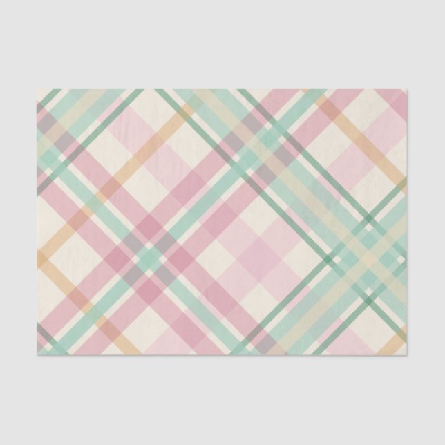 Papel De Seda xadrez tartan de maré rosa-framboesa laranja (Frente )