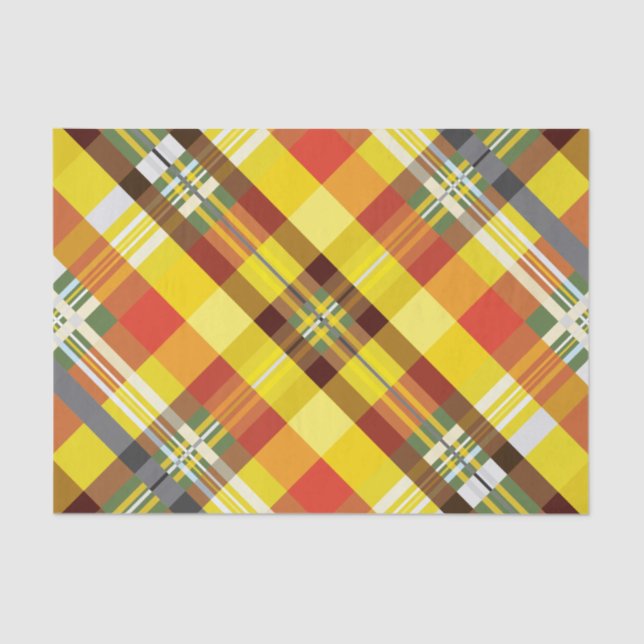 Papel De Seda Xadrez/Tartan - girassol - (Frente )