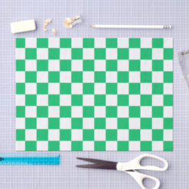 Papel De Seda Xadrez verde clássico
