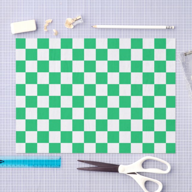 Papel De Seda Xadrez verde clássico (Arte )