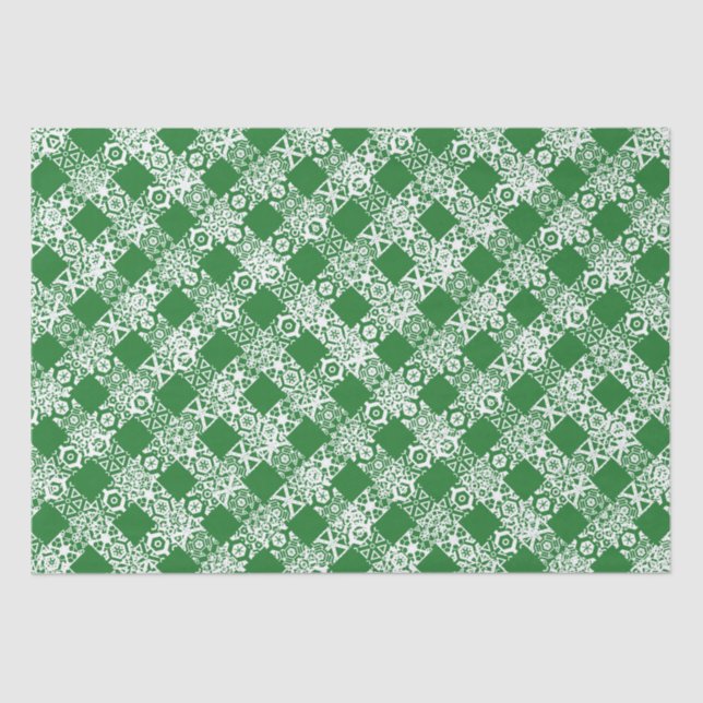 Papel De Seda Xadrez verde de guincho gingham (Frente )