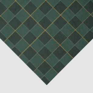 Papel De Seda Xadrez Verde E Dourado Elegante