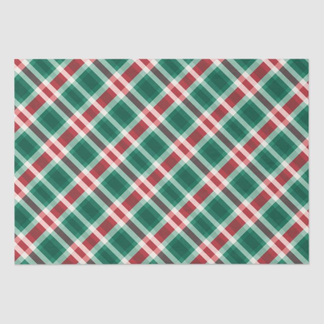 Papel De Seda Xadrez verde e vermelho festivo tradicional (Frente )