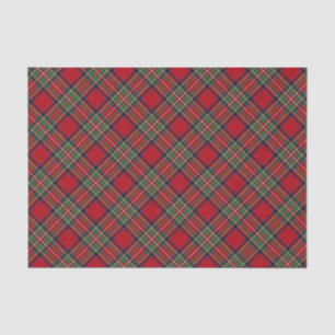 Papel De Seda Xadrez Verde Vermelho Rustic Clássico Stewart Tart