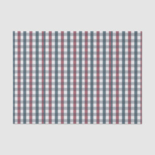 Papel De Seda Xadrez vermelha, branca e azul
