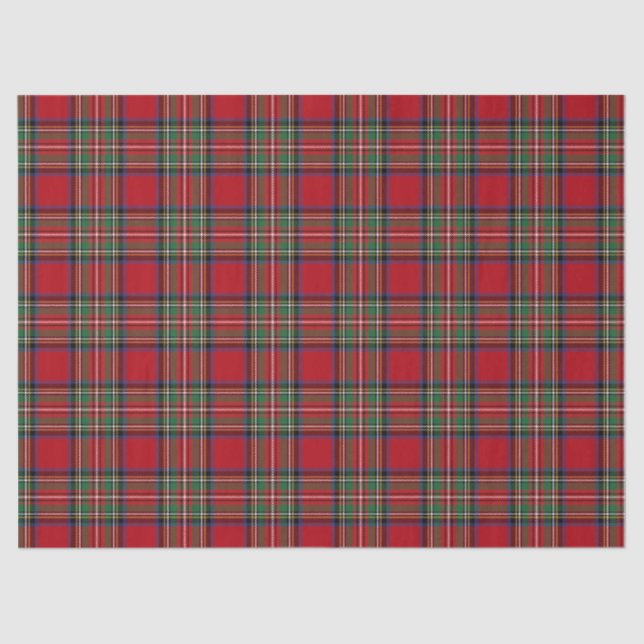 Papel De Seda Xadrez Vermelha Natal Clássica Stewart Tartan (Frente )
