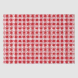 Papel De Seda Xadrez vermelha, padrão de cadarço branco, Natal