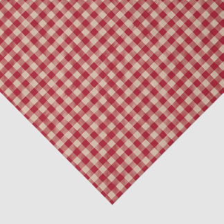Papel De Seda Xadrez Vermelho e Bege de Fazenda