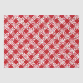 Papel De Seda Xadrez vermelho, padrão branco de gingham