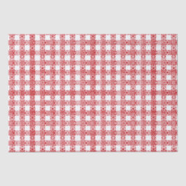 Papel De Seda Xadrez vermelho renda caserna branca