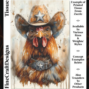 Papel De Seda Xerife Cowboy Galo Na Chapéu & Estrela Decoupage D