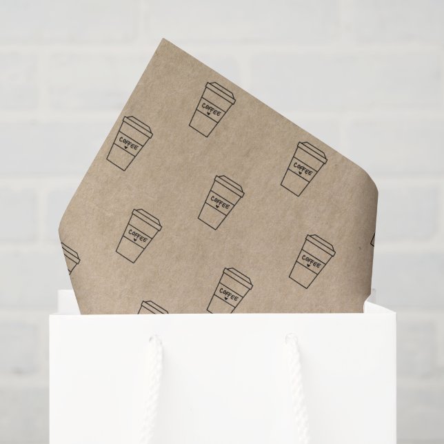 Papel De Seda Xícara De Café Marrom Fofo Loja De Café (Sacola de presentes)