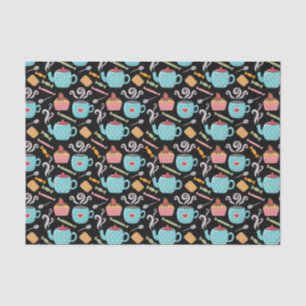 Papel De Seda Xícara de café Tea Biscuit Cupcake Teapot Black