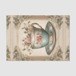 Papel De Seda Xícara de Chá Floral Vintage Francesa Campestre