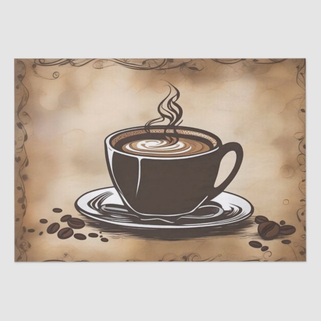 Papel De Seda Xícaras de Café Latte Decoupage /  (Frente )