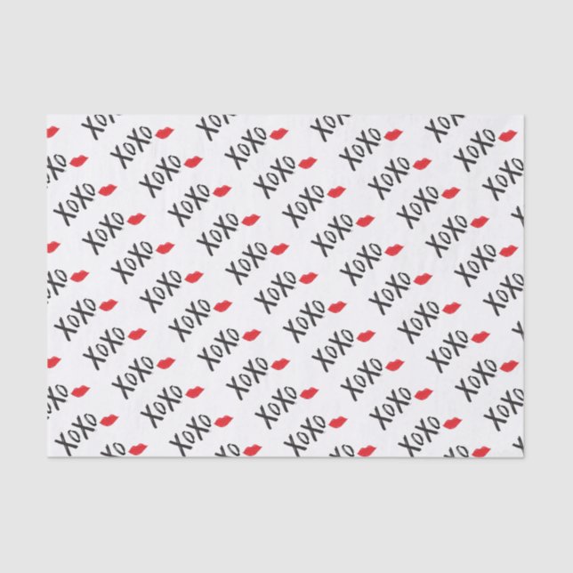 Papel De Seda XoXo-Abraço-Beijo-com-Vermelho-Lábios (Frente )