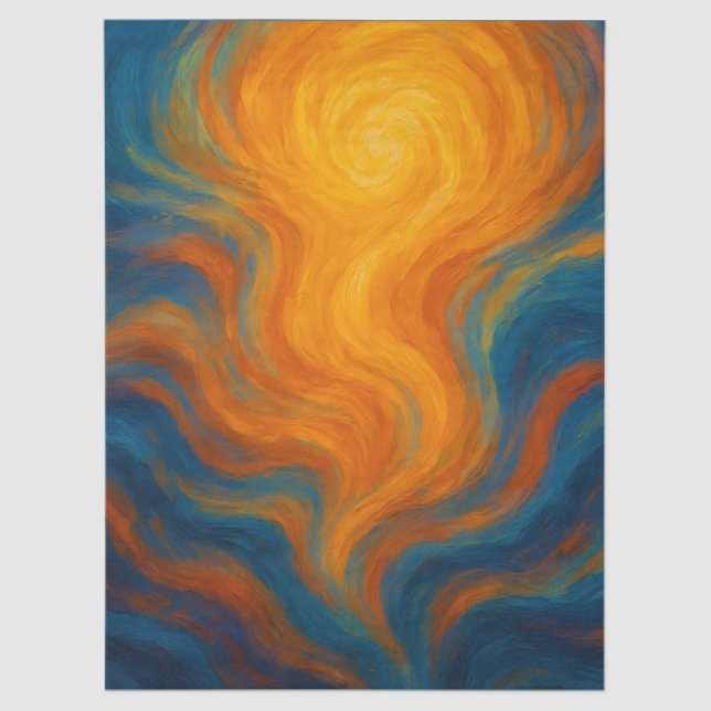 Papel De Seda yellow and blue swirl sun energy abstract (Frente )