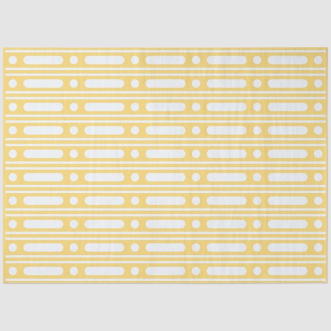 Papel De Seda Yellow Bone Inlay Dots Border Decoupage Paper (Frente )