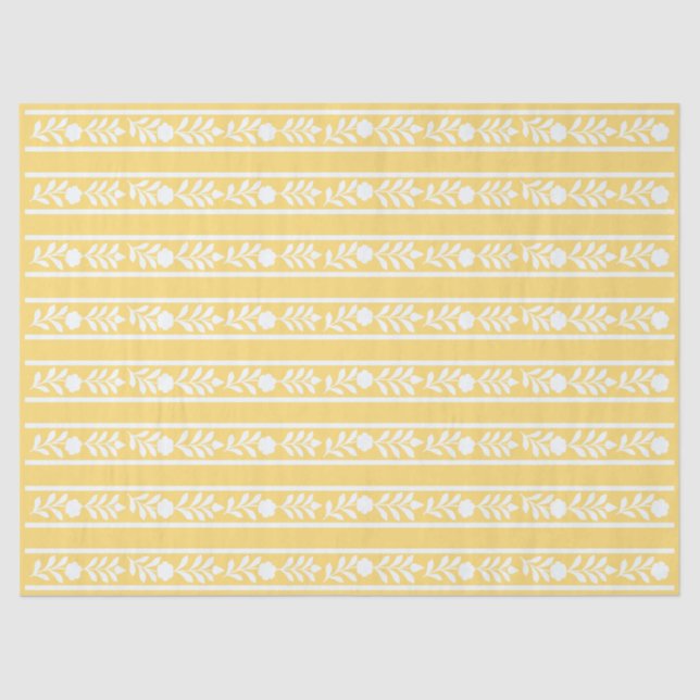 Papel De Seda Yellow Bone Inlay Floral Border Decoupage Paper (Frente )